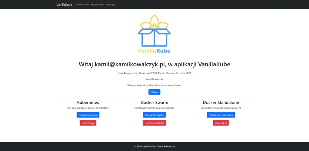 Praca Magisterska – VanillaKube visual